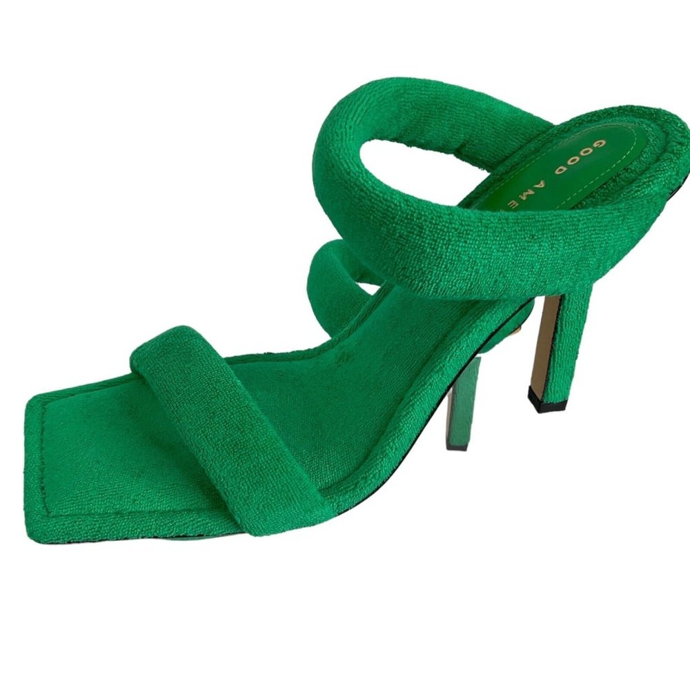 Good American Shoes Womens Size 9 Green Terry Cloth Heels Stilleto $260 Nwb - Picture 3 of 12